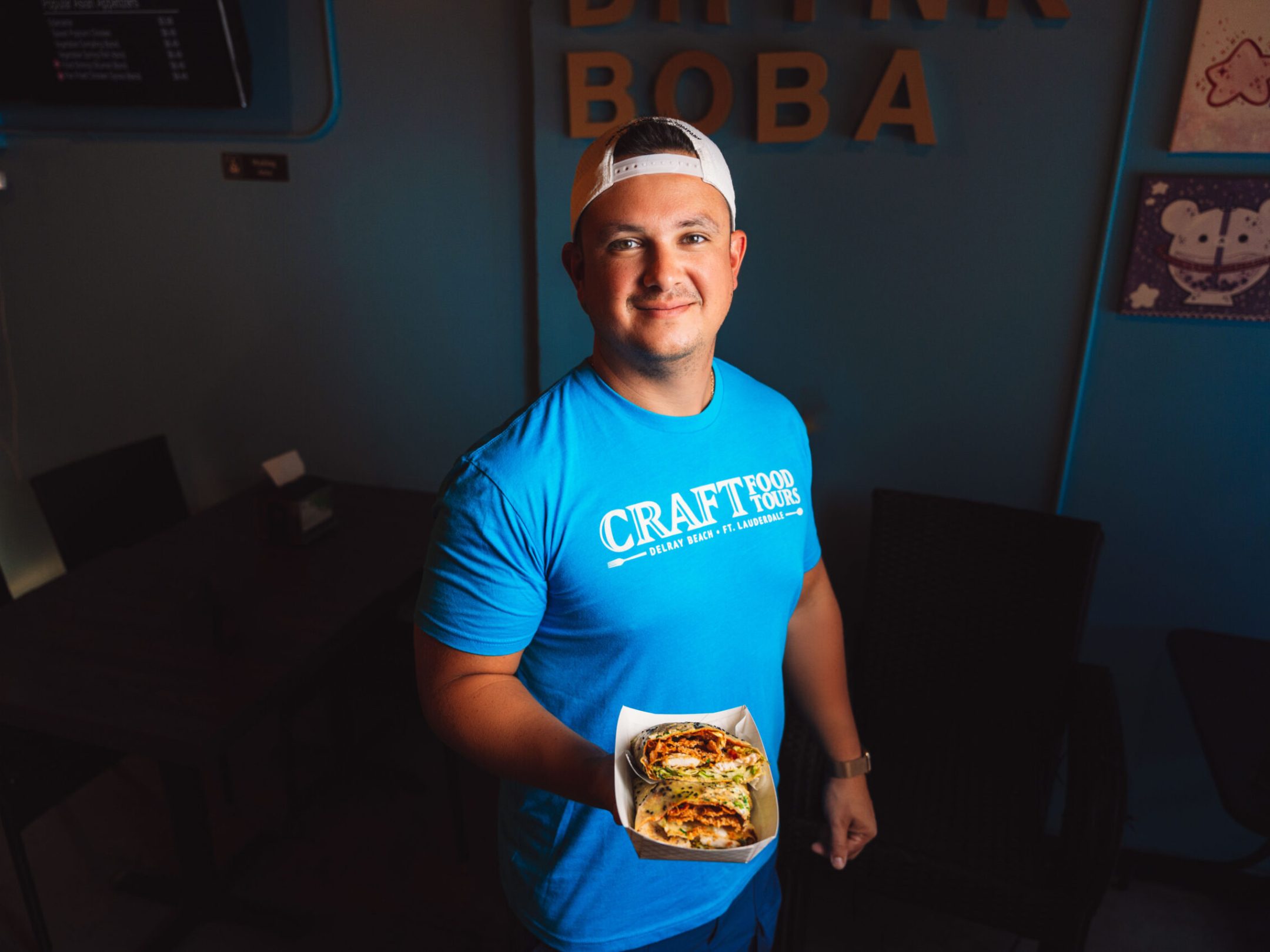 a person in a blue shirt