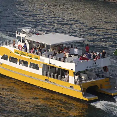 a small boat in a large body of water